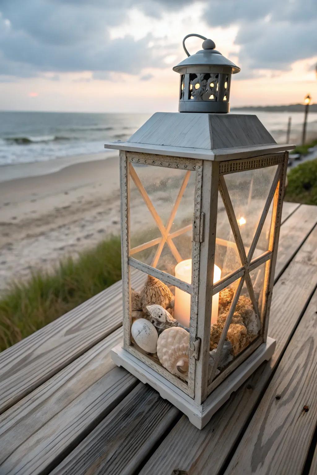 Bring the beach indoors with nautical-themed lanterns.