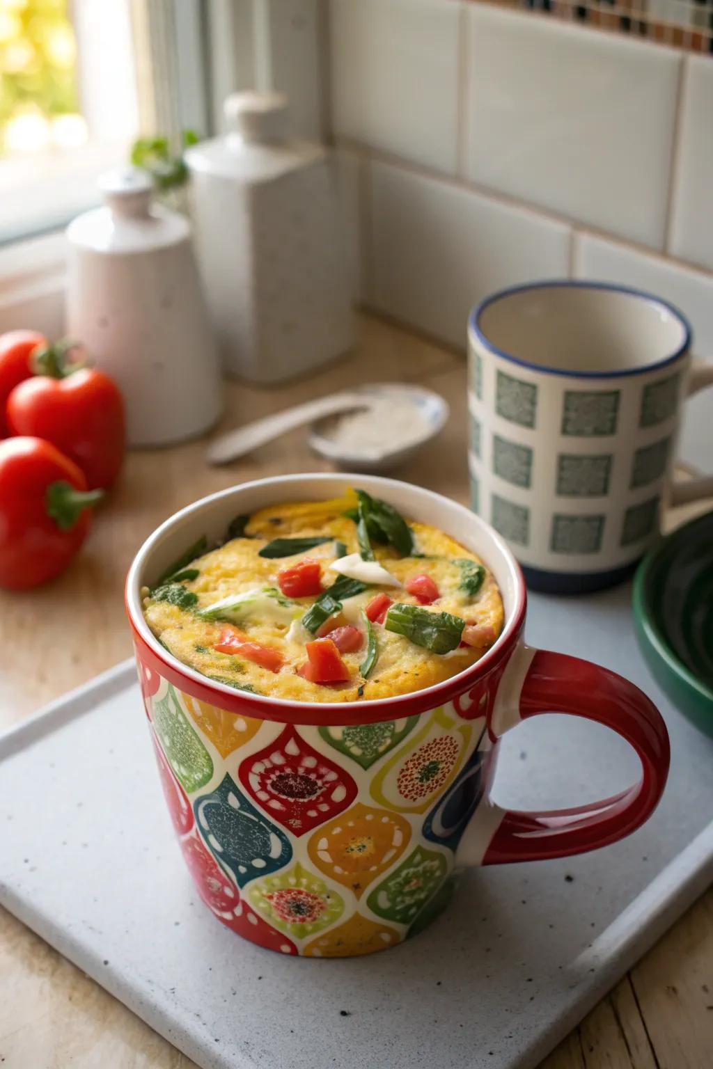 Fast and effortless microwave mug omelette for evening cravings.