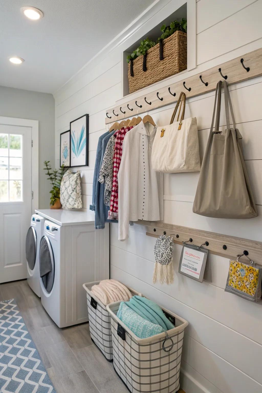 Wall hooks offer practical and stylish storage solutions.