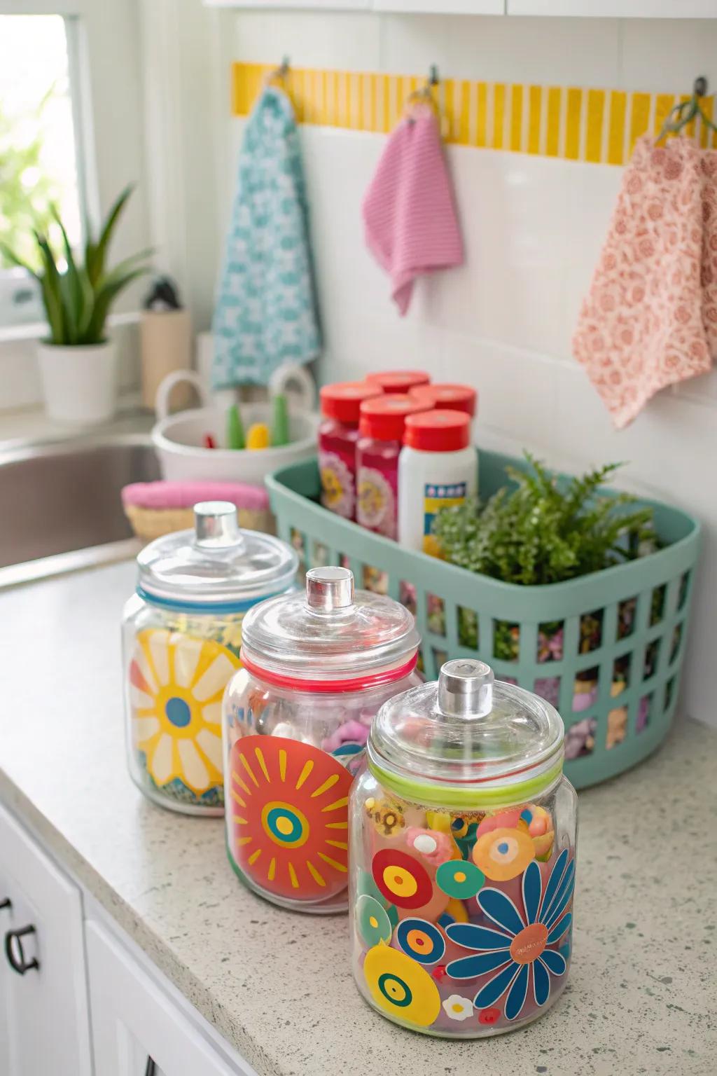 Bespoke colorful tops bring a playful energy to your area.