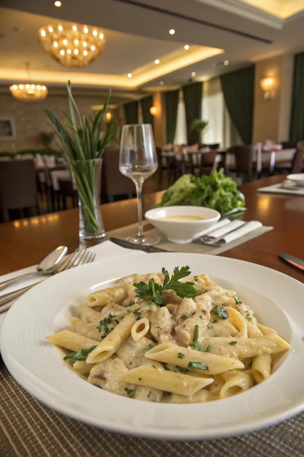 Turkey Parmesan casserole offers a luxurious, indulgent dinner.