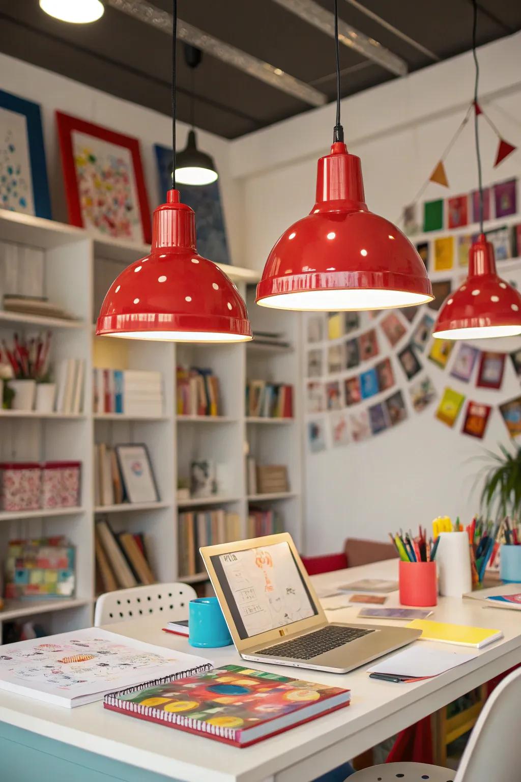 Bright fixtures add a pop of color and creativity to your space.