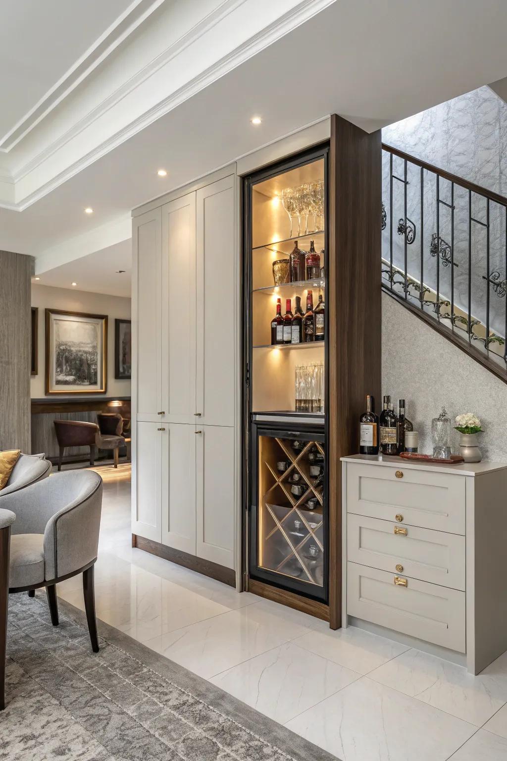 Enhanced storage using built-in cabinetry.