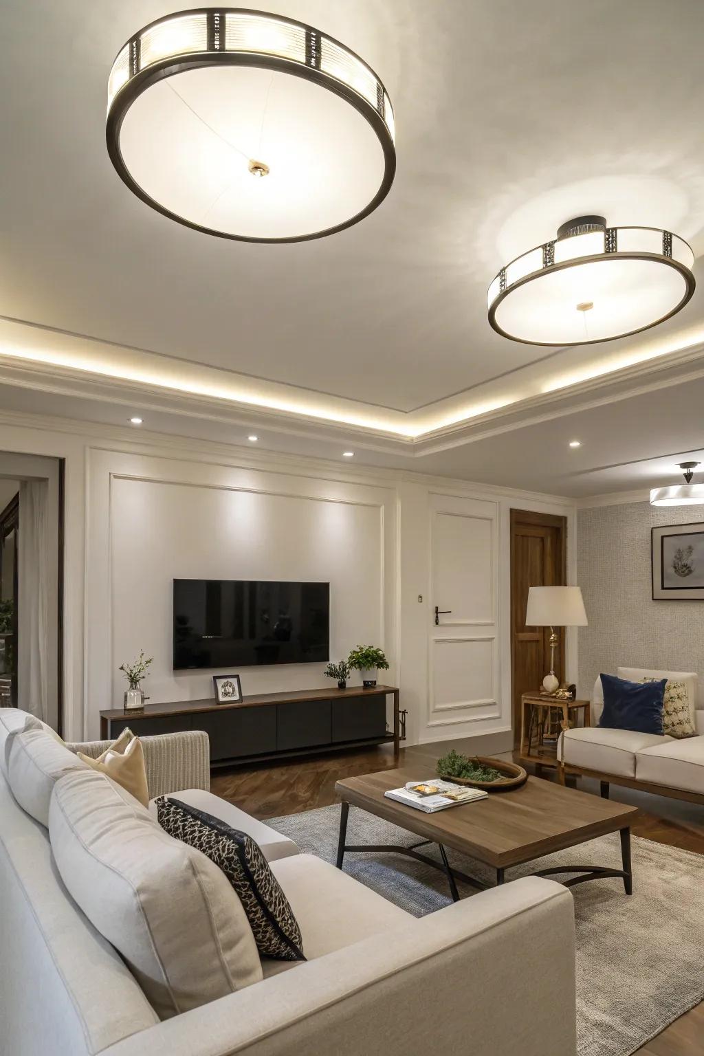 Surface-mount lights offer smooth and minimalist illumination.