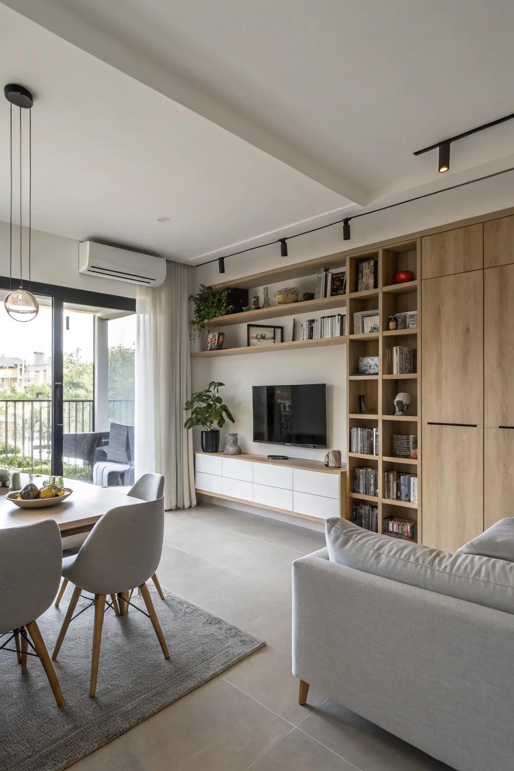 Integrated components offer storage answers while sustaining a refined aesthetic.