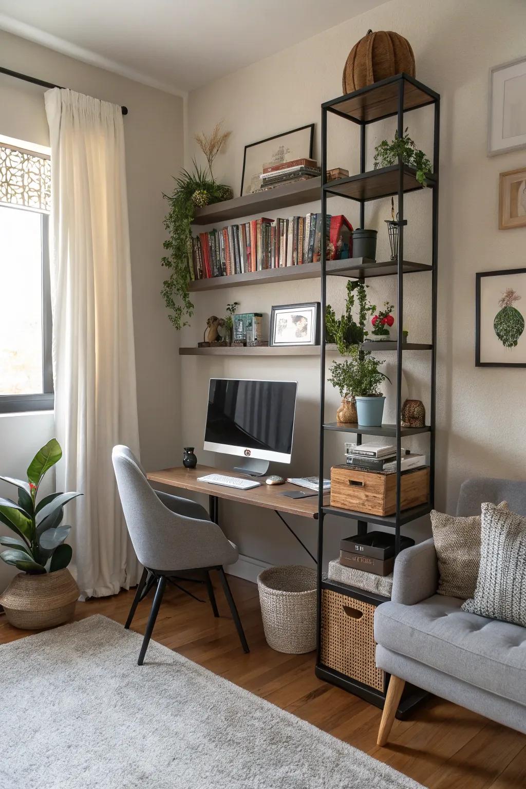 Keep your space organized and functional with vertical storage.