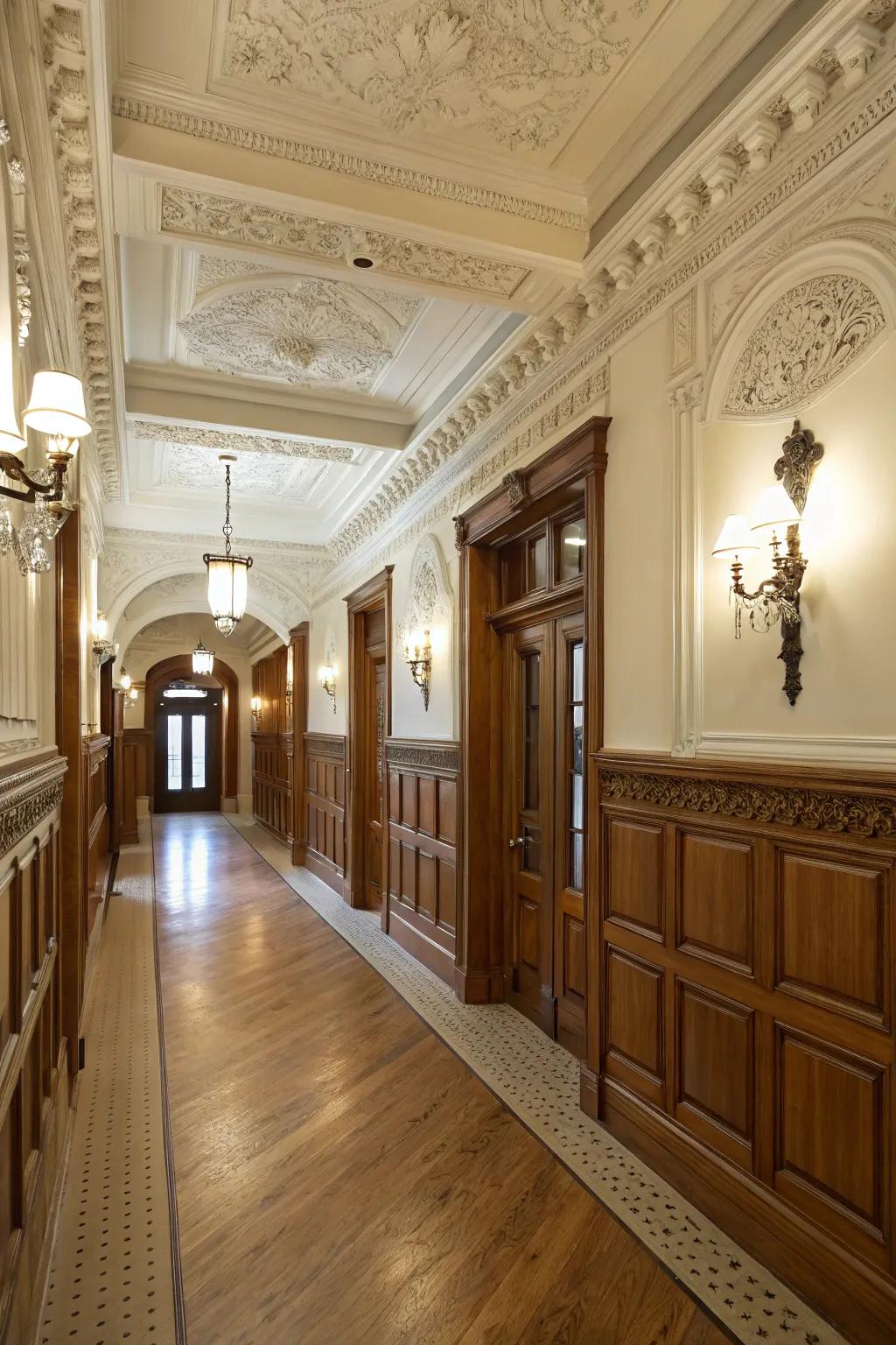 Wainscoting adds a layer of sophistication to this charming entryway.