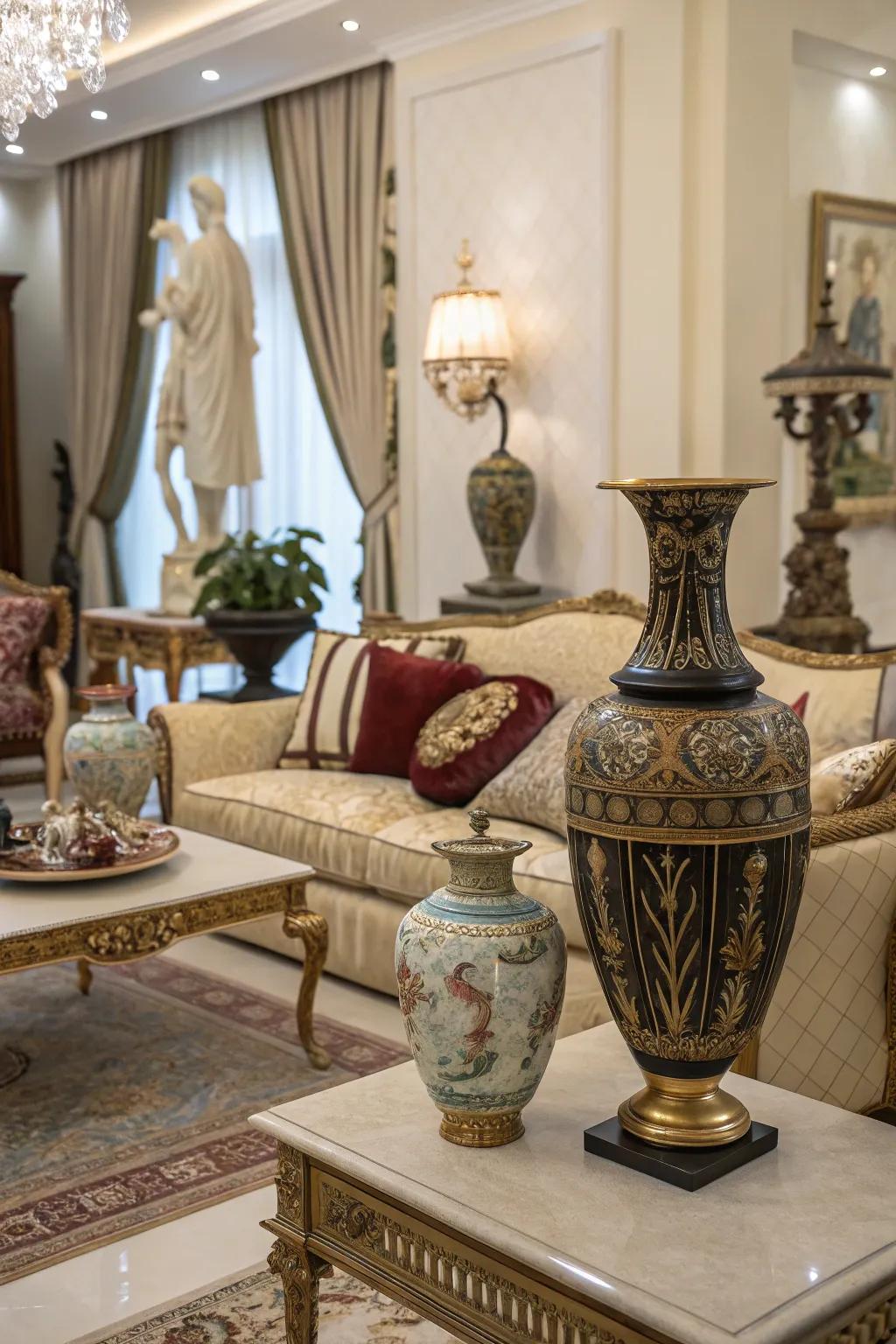 Elaborate decor accents provide an additional layer of luxury to this space.