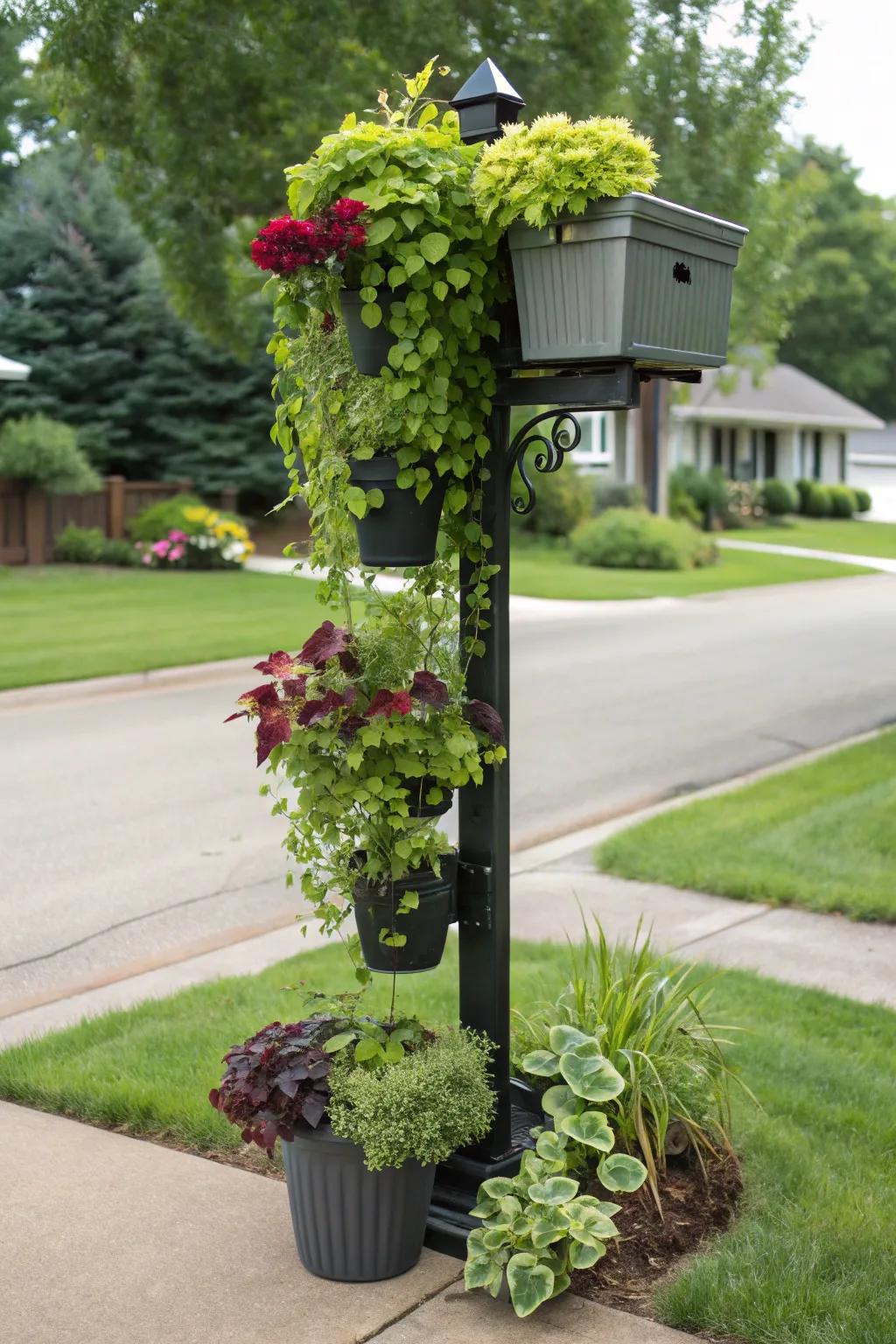 Opt for a vertical mailbox garden to achieve a standout appearance.