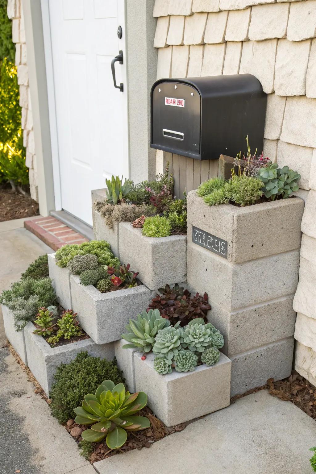 Cement blocks can be turned into chic planters with a modern twist.