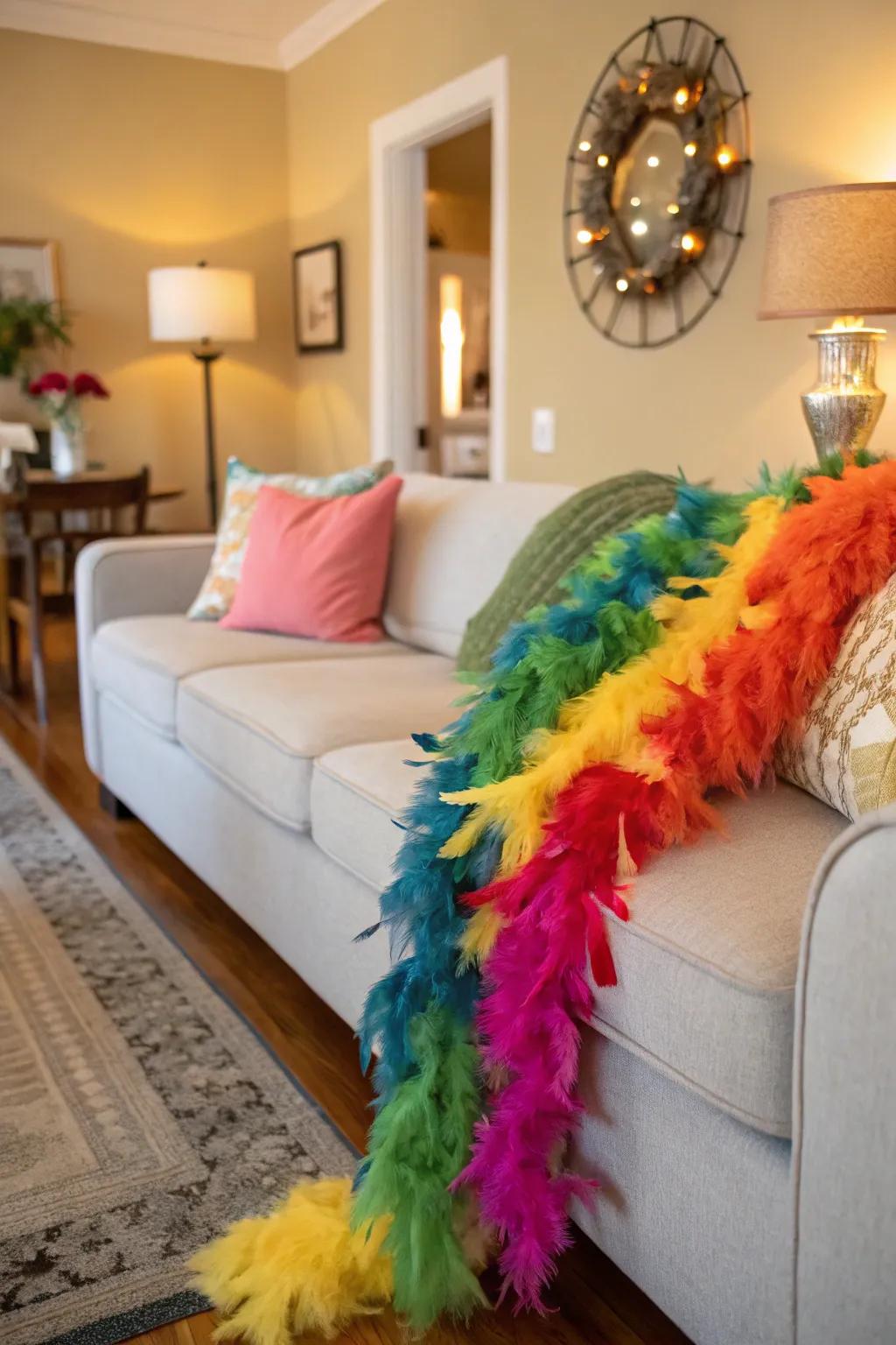 Add celebratory flair with vibrant plume wraps.