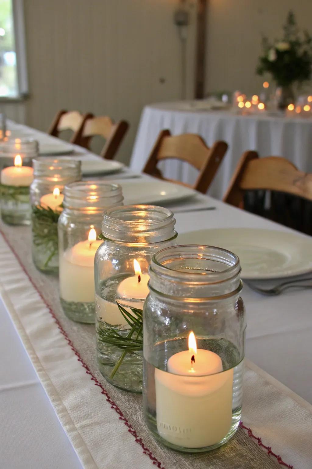 Elevate your table settings with suspended light decorations.