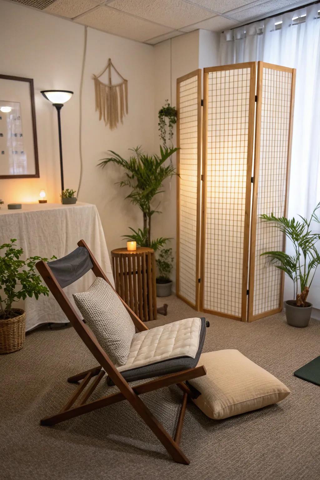A repurposed corner can become a dedicated meditation space.