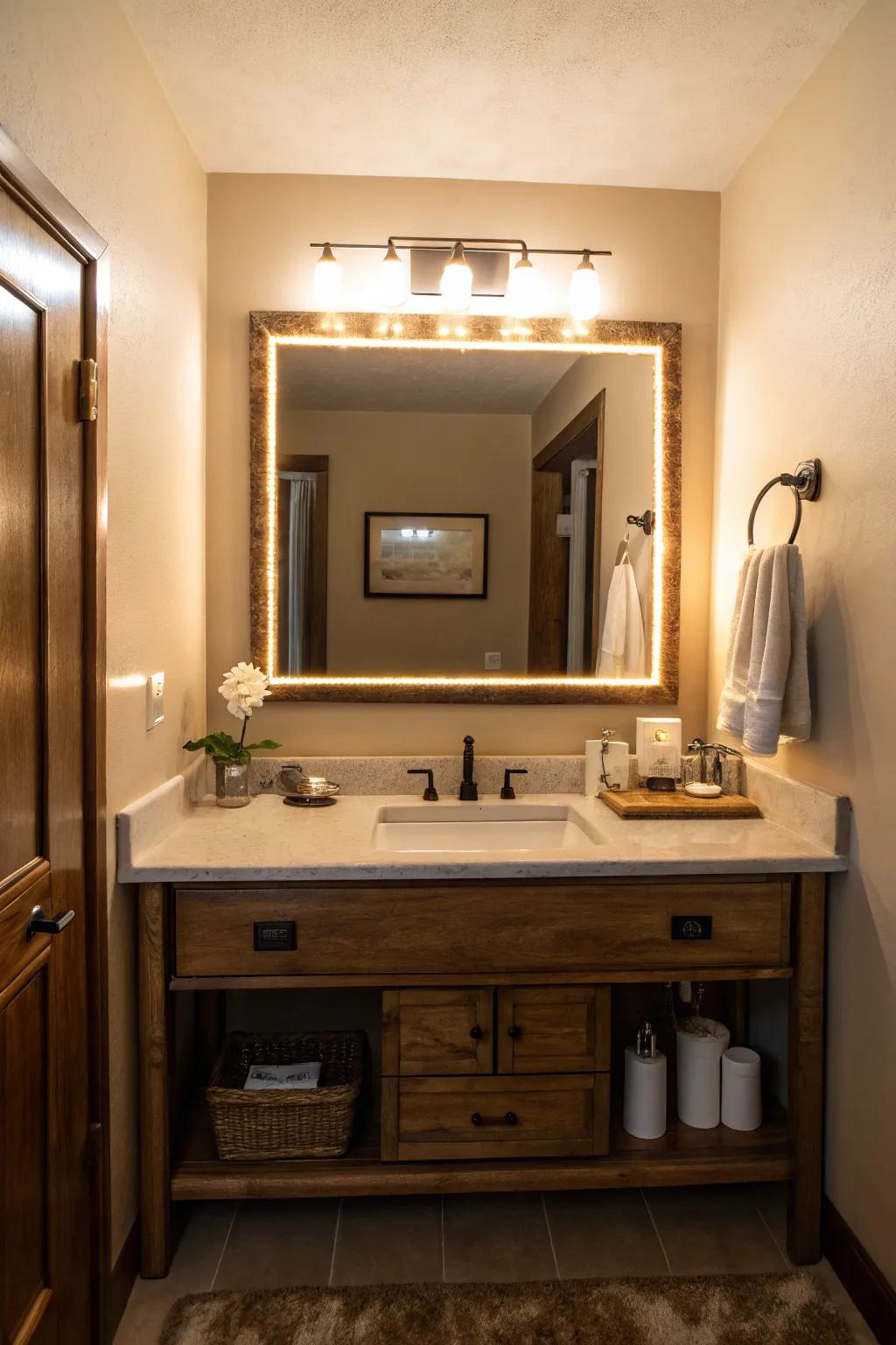 Backlit reflections enhance the surrounding atmosphere and usability.