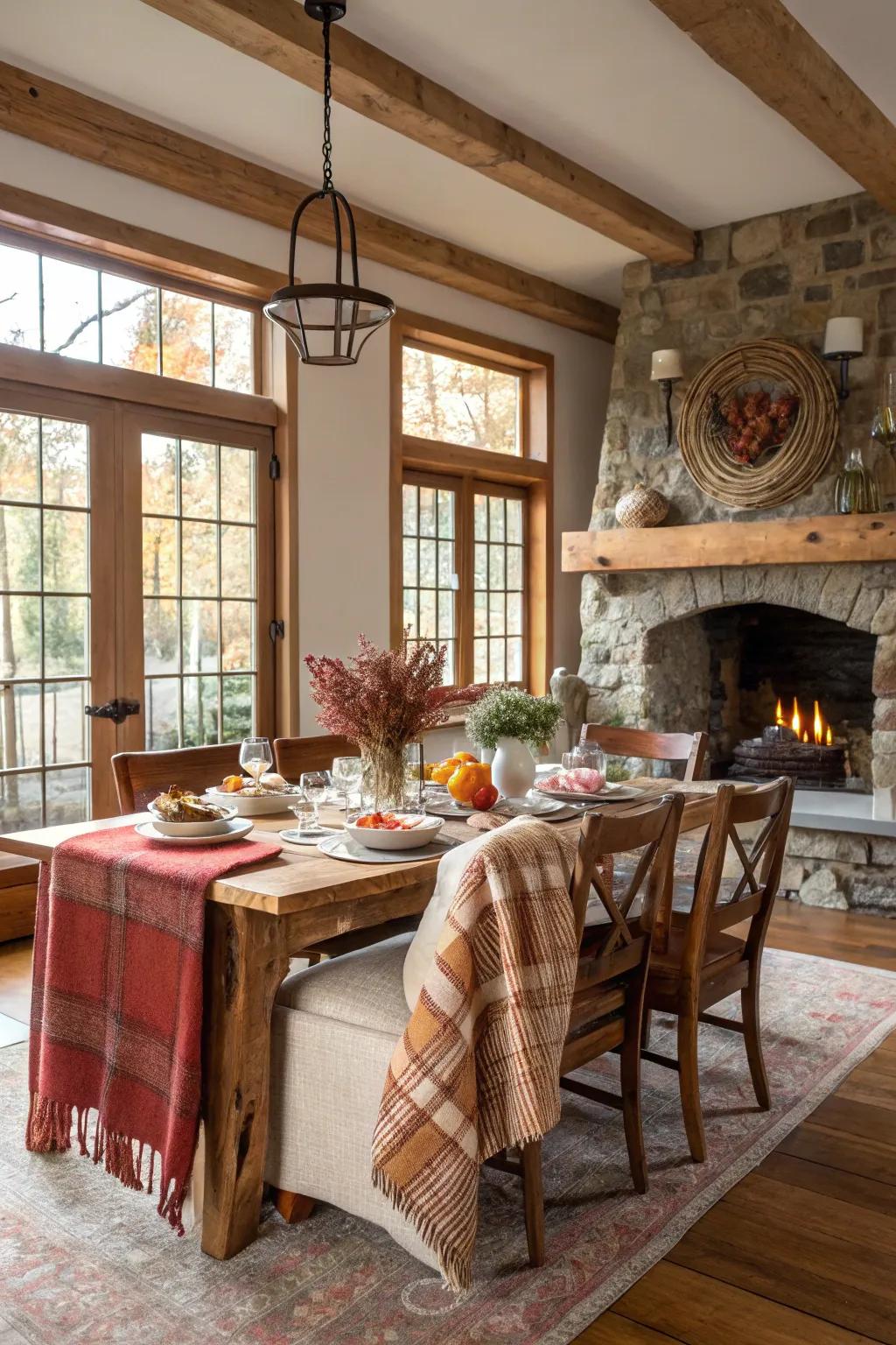 Comfort and style converge in a snug homestead dining space.
