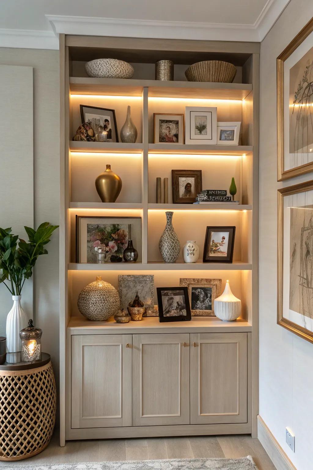 Personal details render the display cabinet uniquely reflective of your identity.
