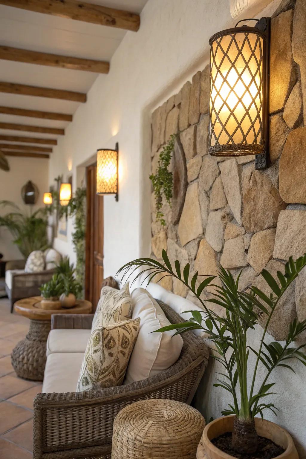 Organic textures in sconces add an organic, calming touch.