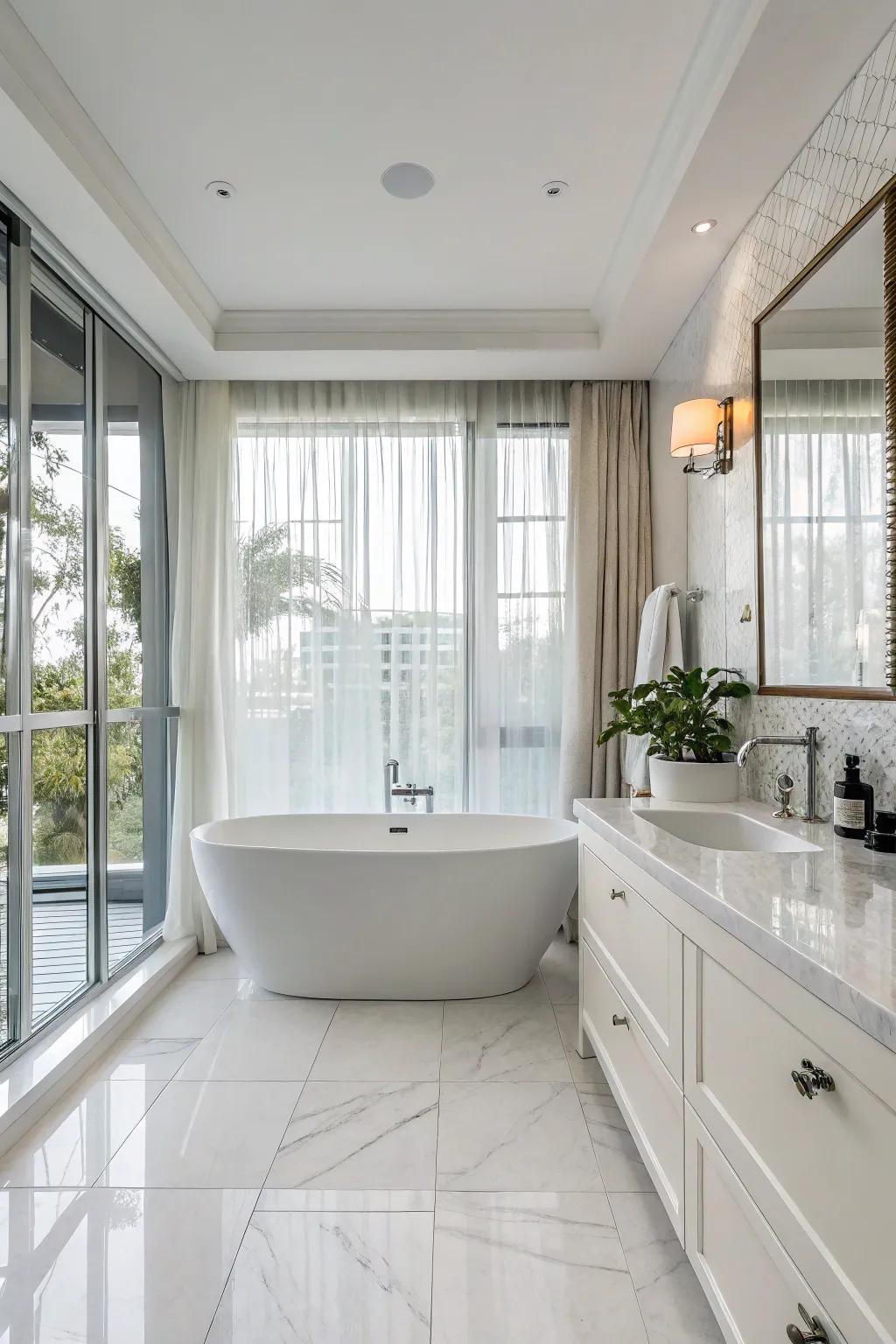 A spa-like experience comes from unattached tubs.