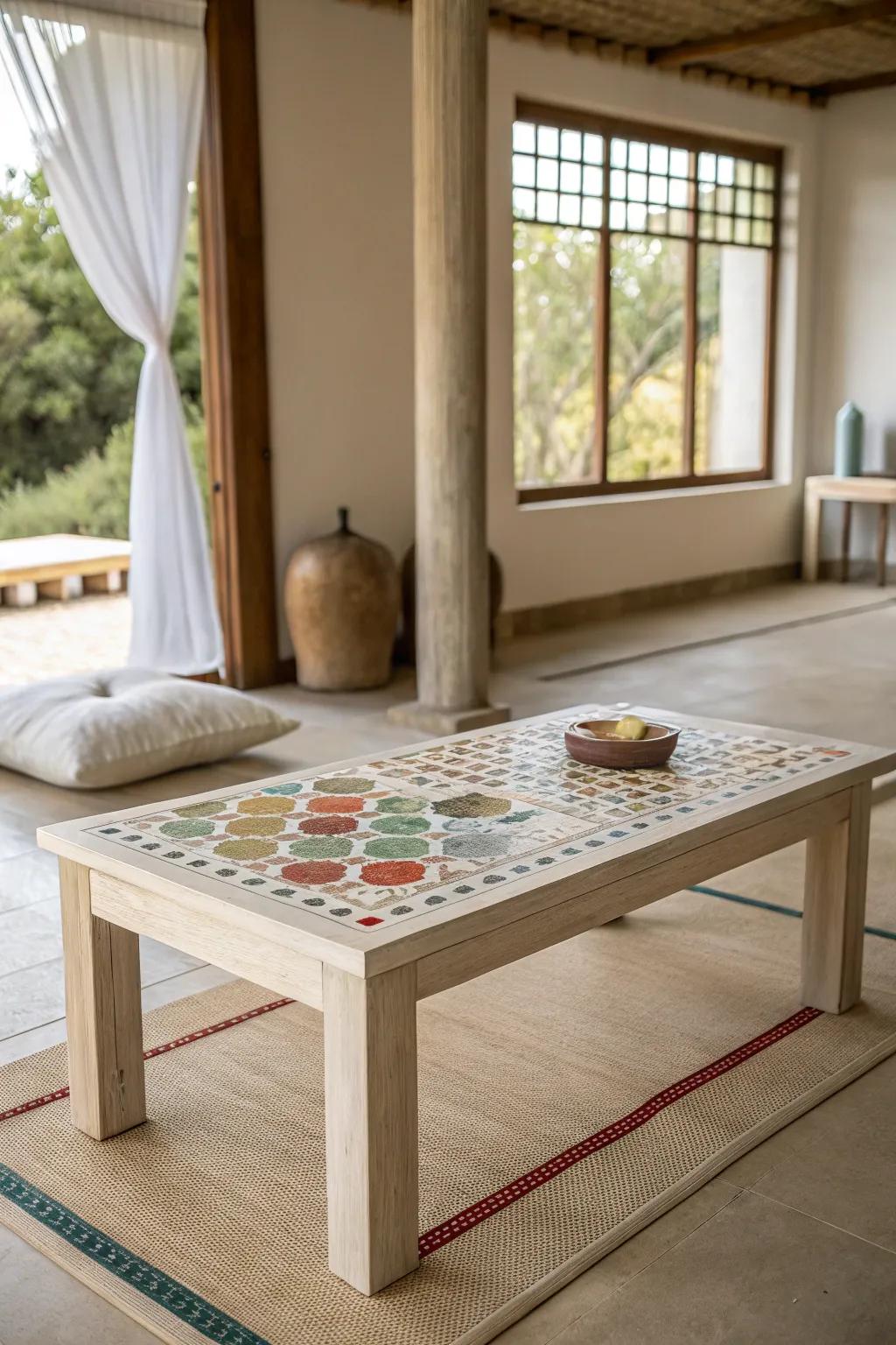 Spartan mosaics deliver a composed and serene aesthetic.