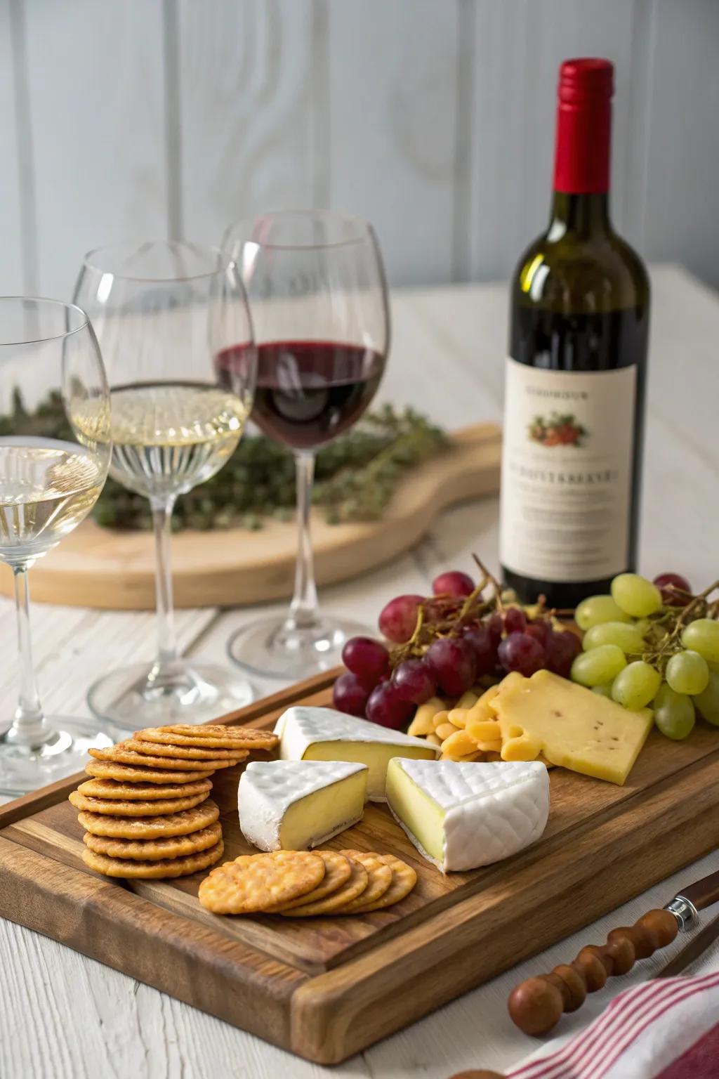 A wine and cheese hamper is ideal for celebrating fresh starts.
