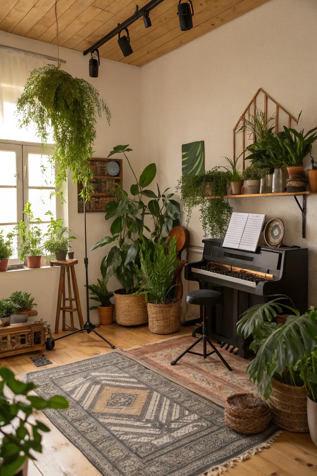 Plants add freshness and enhance acoustics.