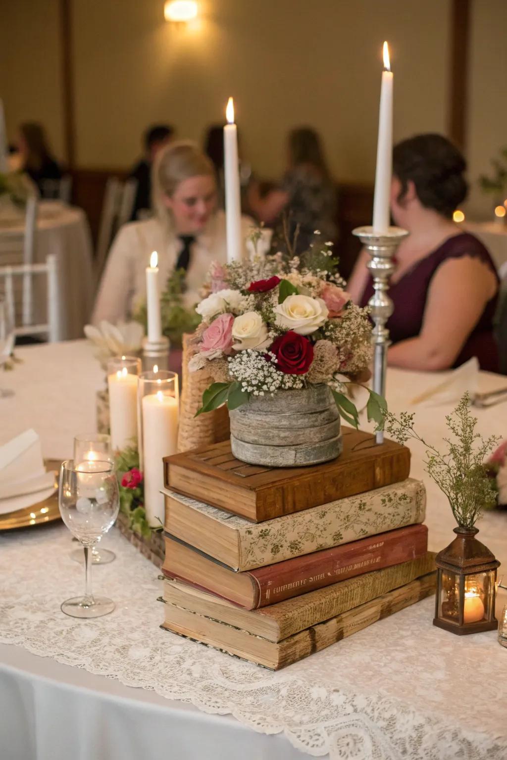 Distinct table decorations add depth and interest to the decor.