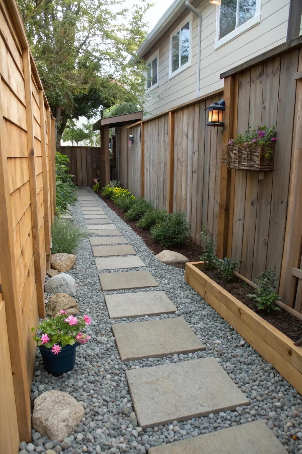 Textures bring visual interest and depth to narrow areas.