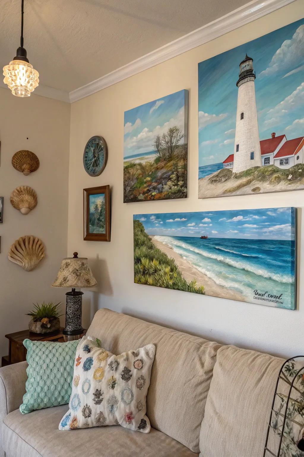 Oceanic art enriches your nautical decor by adding depth and character.