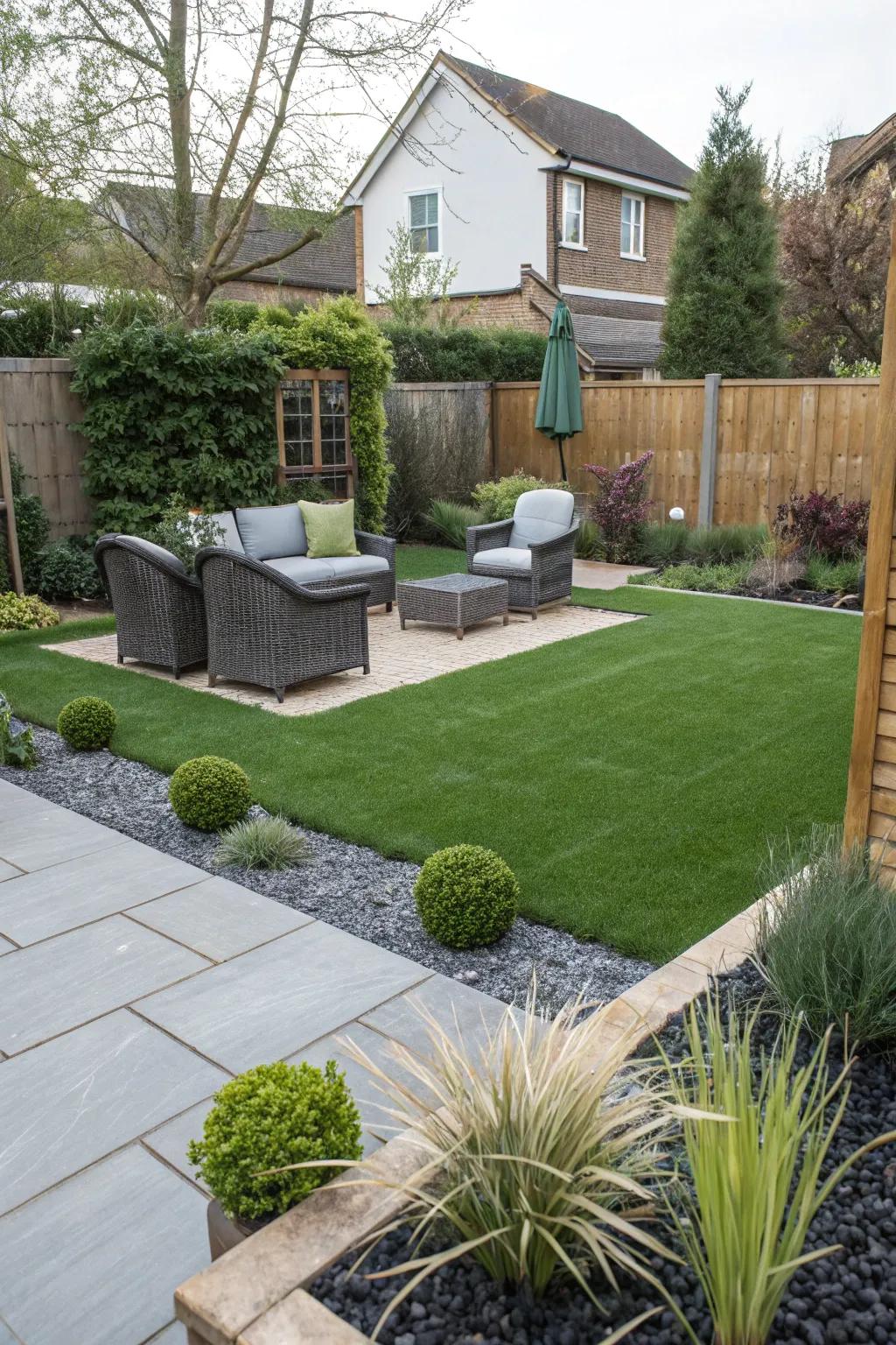 A lush backyard with the ease of artificial turf.
