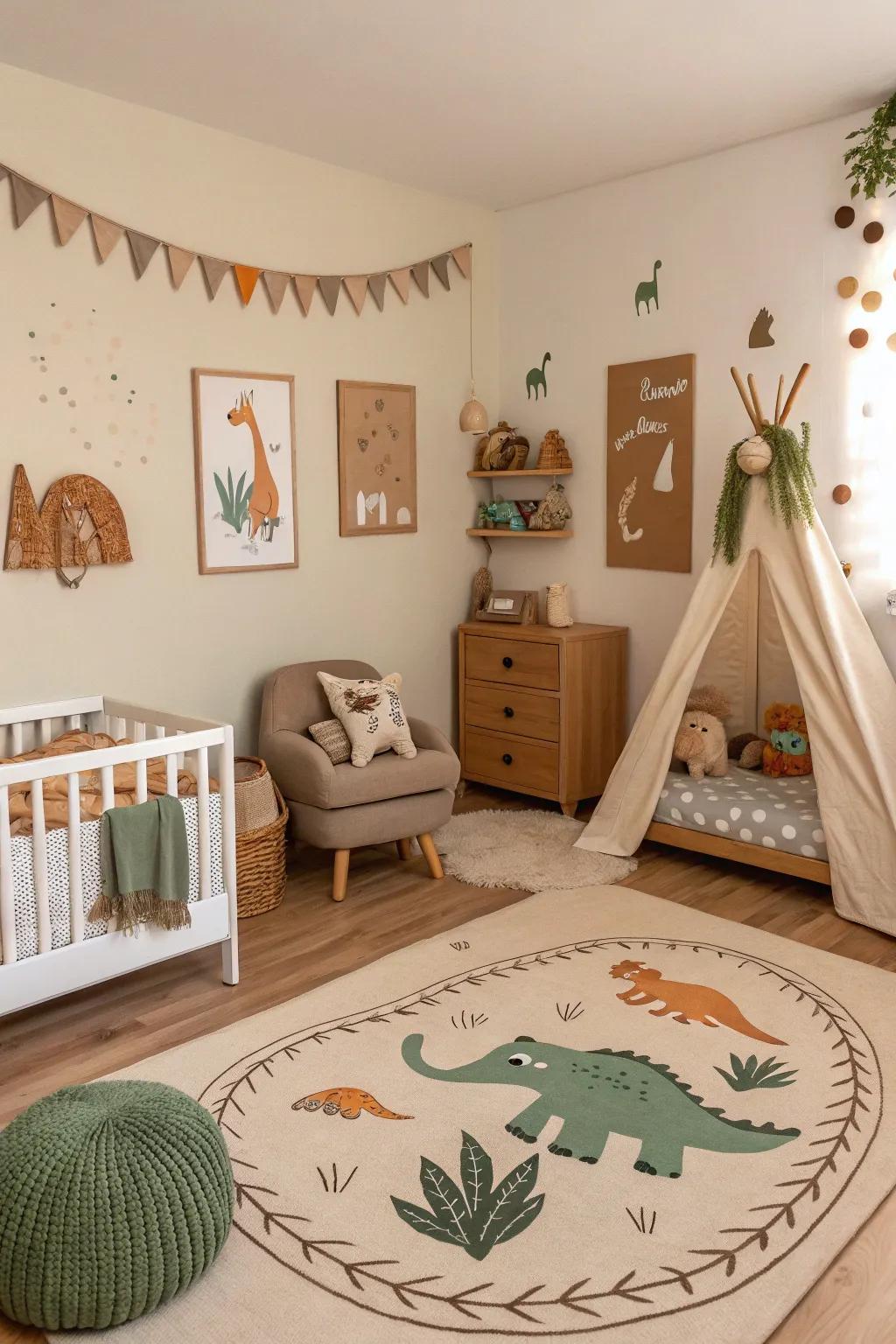 Travel back in time with a dinosaur discovery nursery.