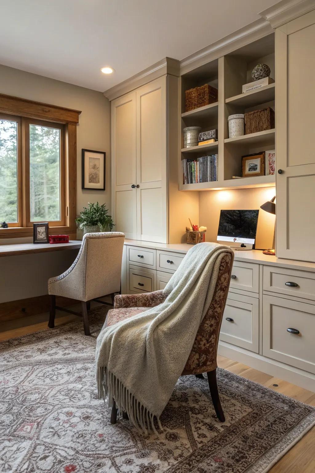Soft materials provide comfort and warmth to your office.