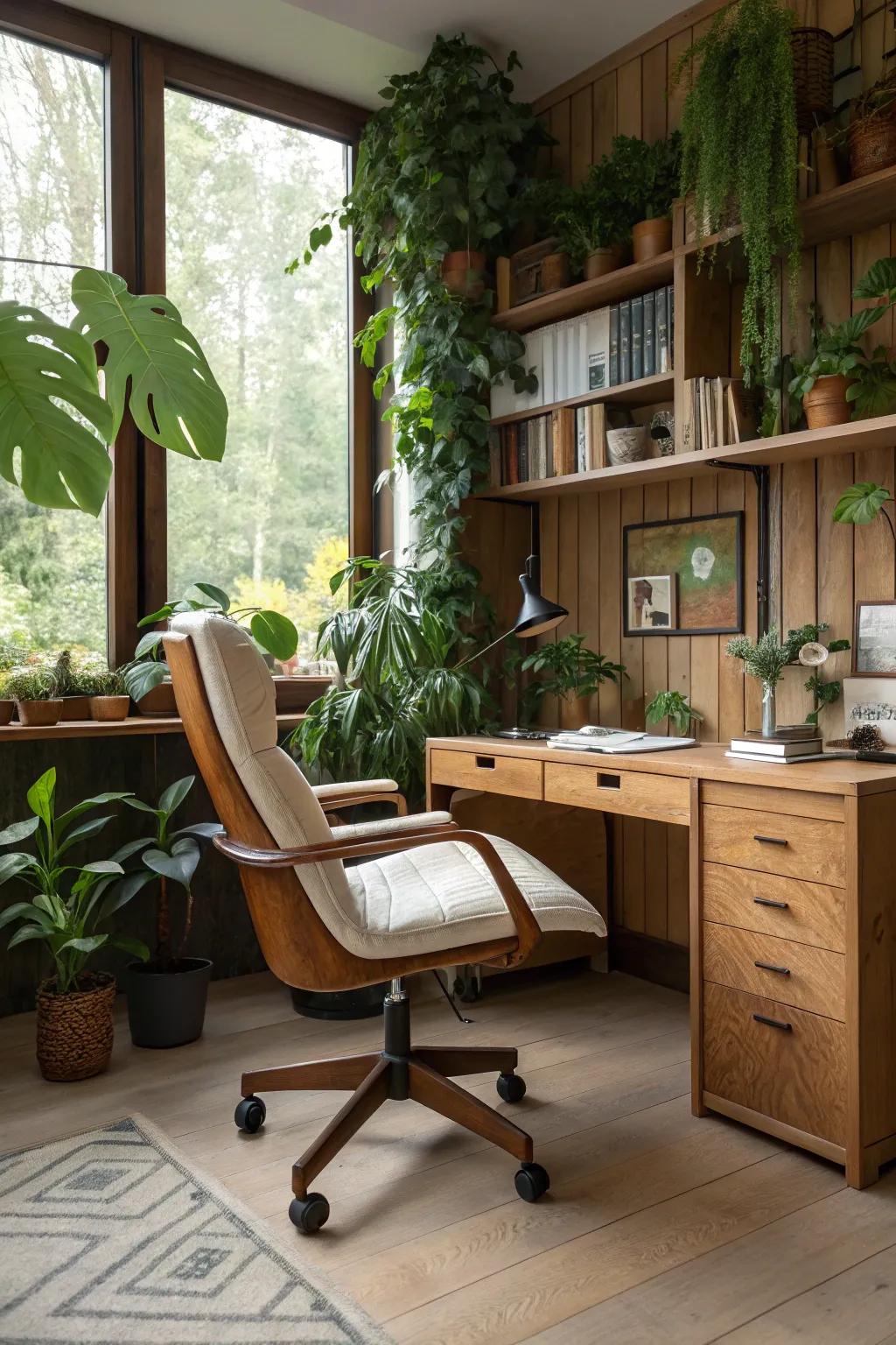 Wood features in chairs bring a natural warmth to the workspace.