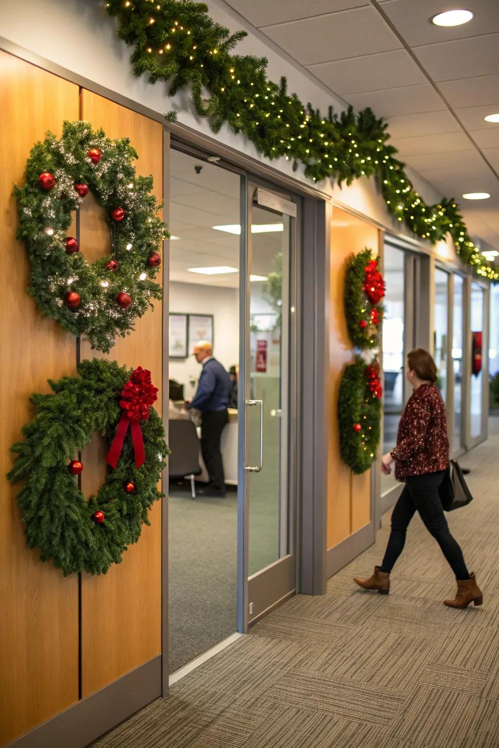 Festive garlands offer a warm welcome to all.