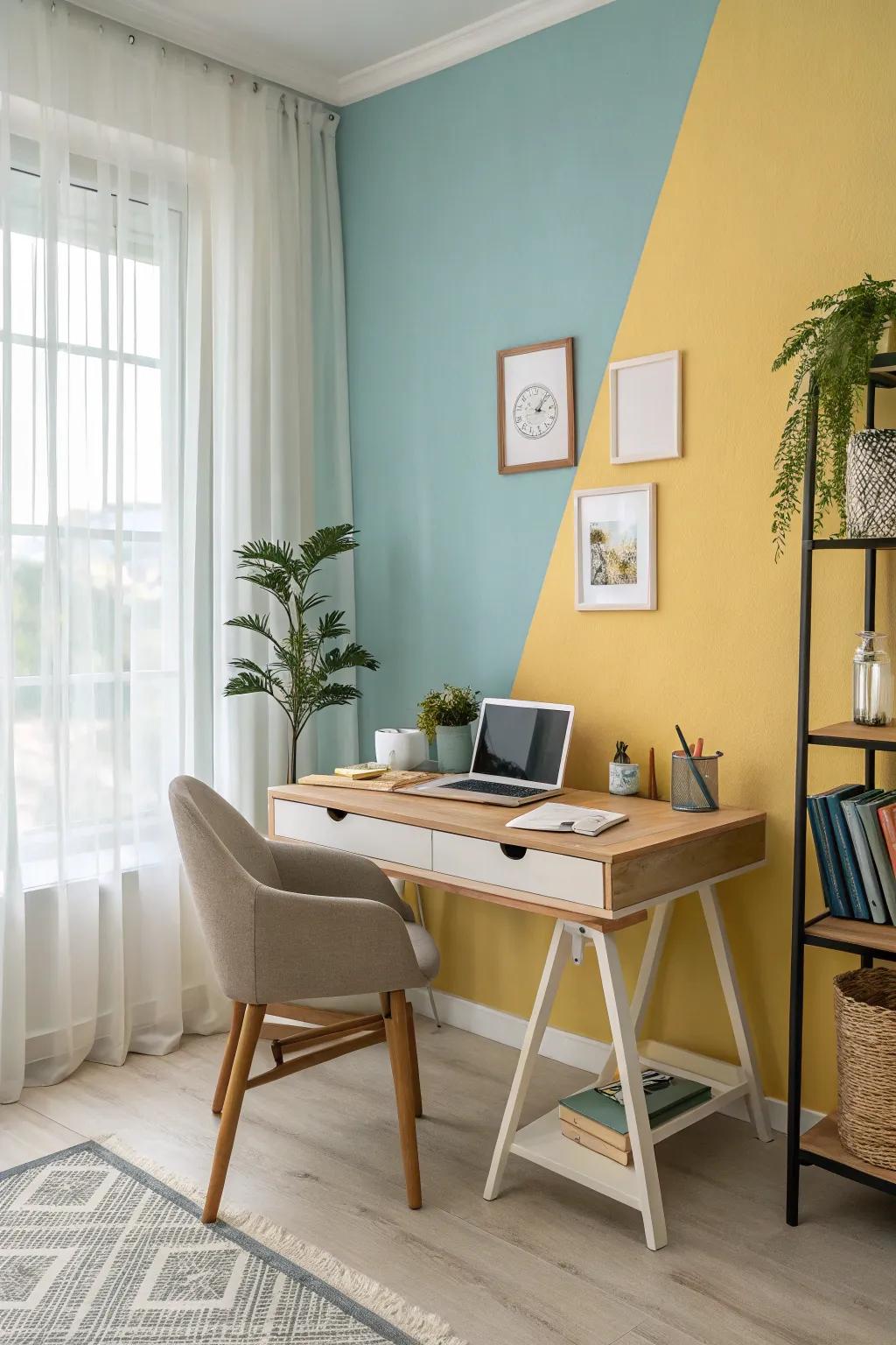 Divided walls create depth and interest in small spaces.