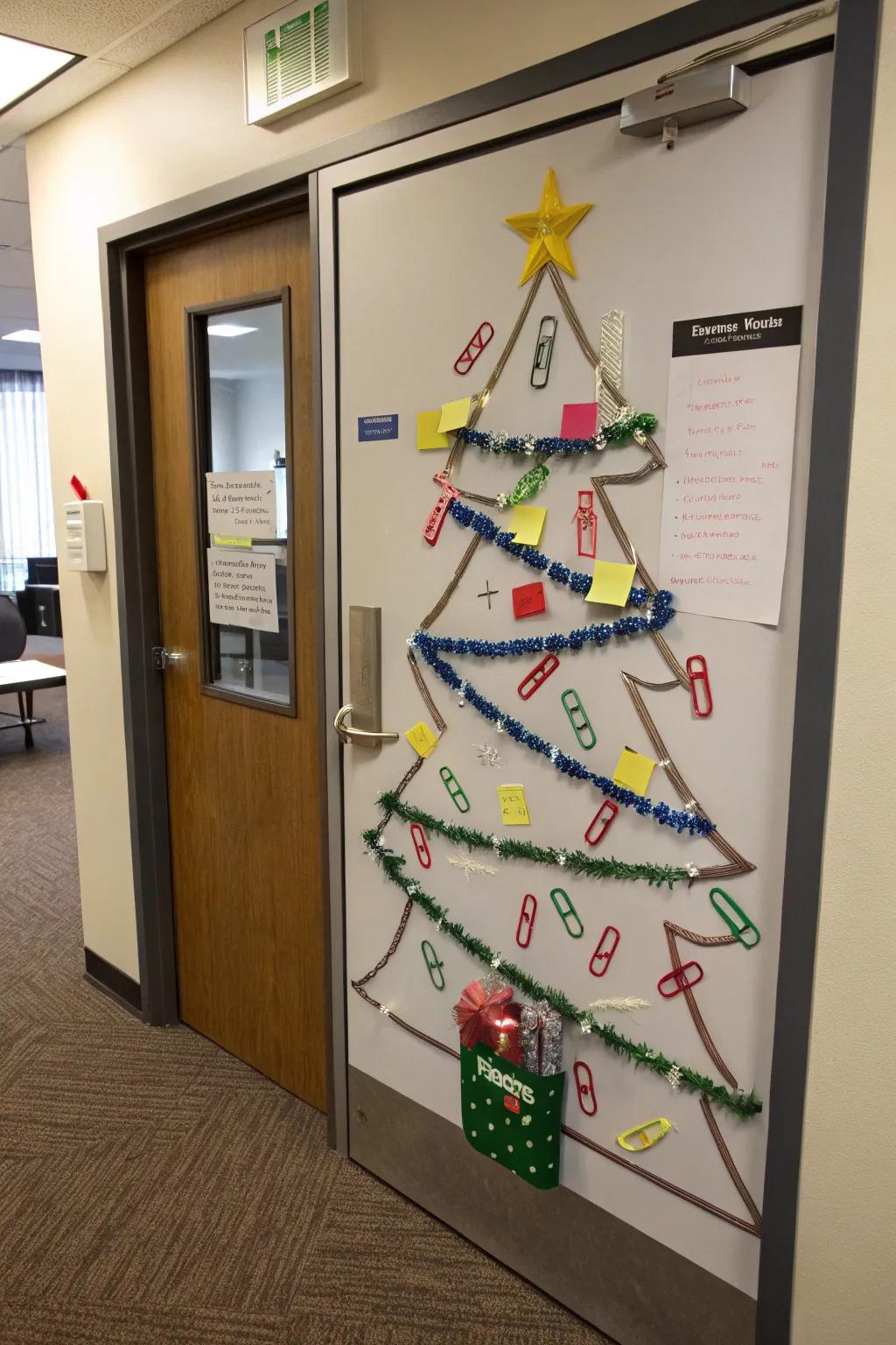 Transform office supplies into a festive Christmas tree.