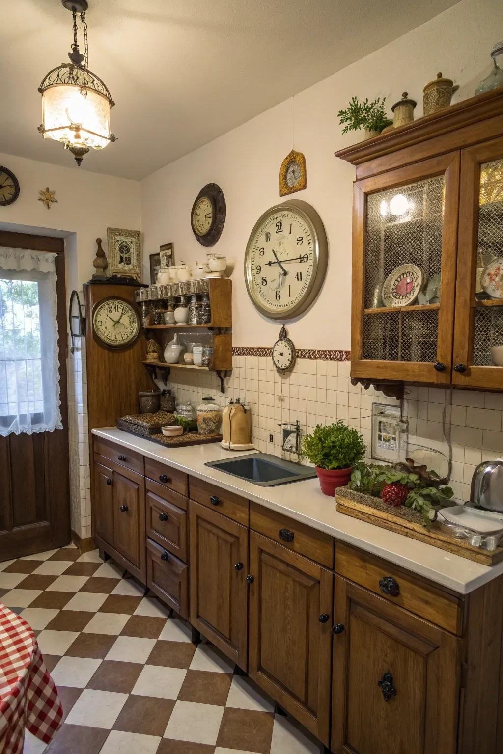 The kitchen is filled with history and personality thanks to vintage decorations.