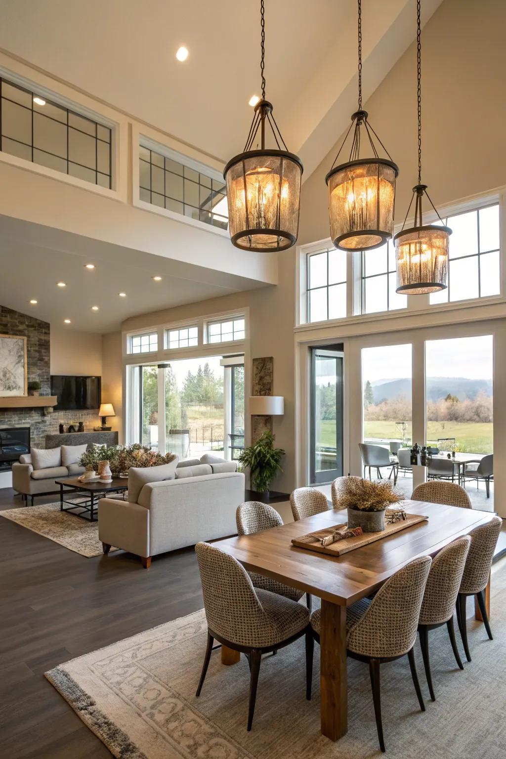 Illumination fixtures assist in delineating and enhancing diverse zones.