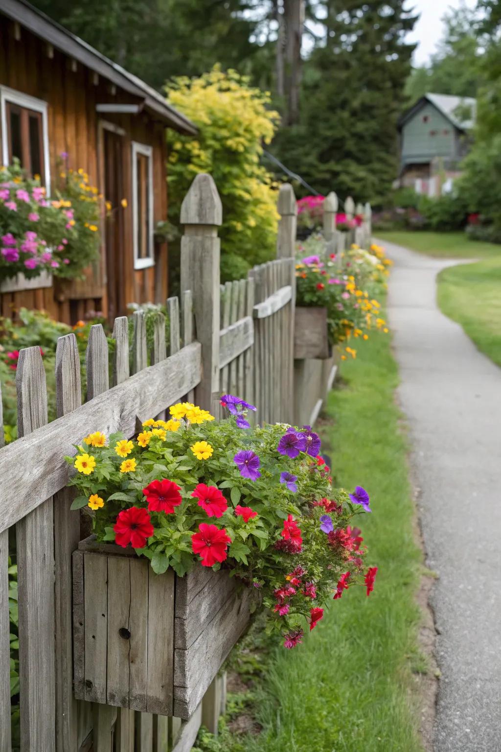 Bring allure with ornamental features and planter boxes on fencing.