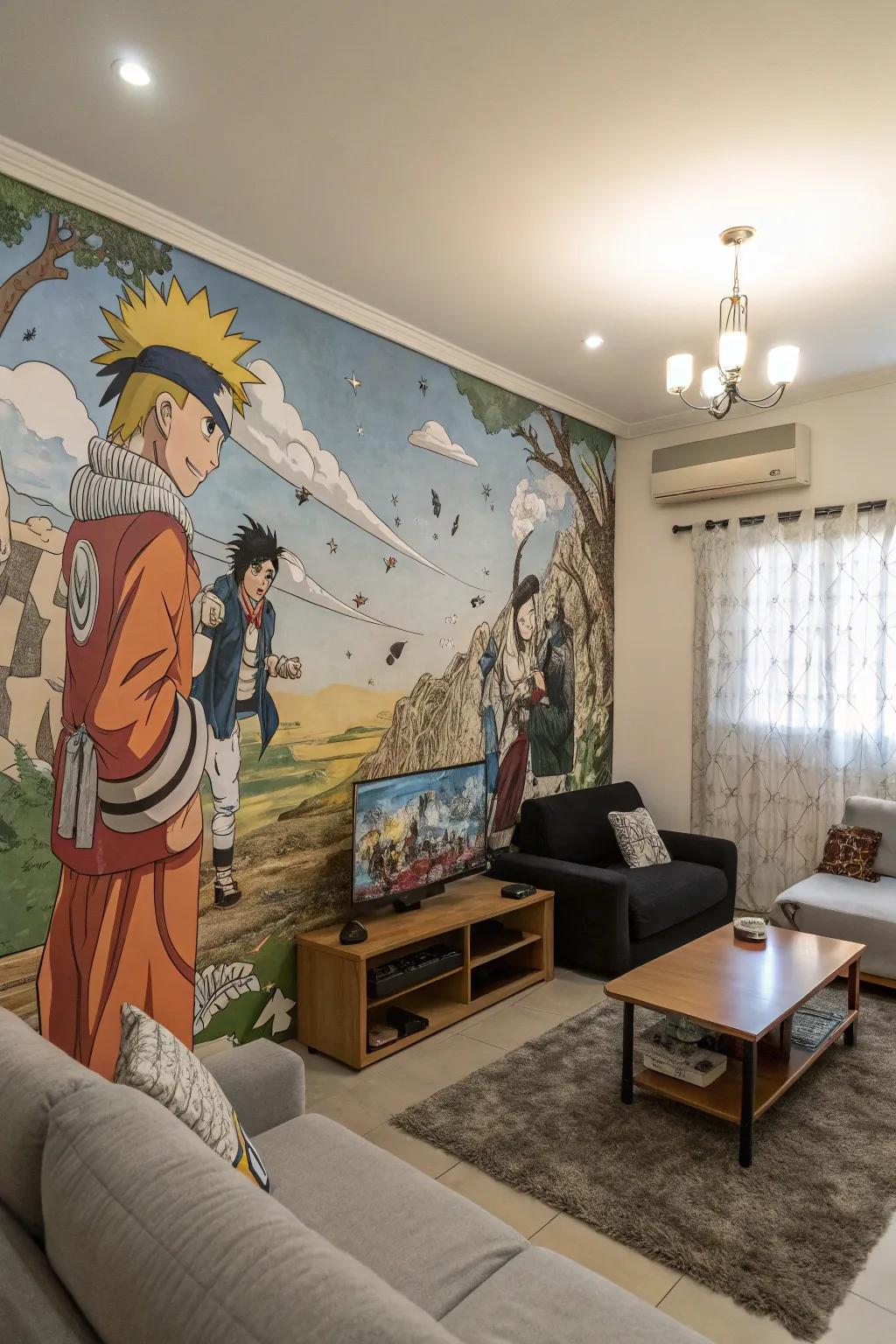 A bespoke mural enlivens your cherished anime scenes.