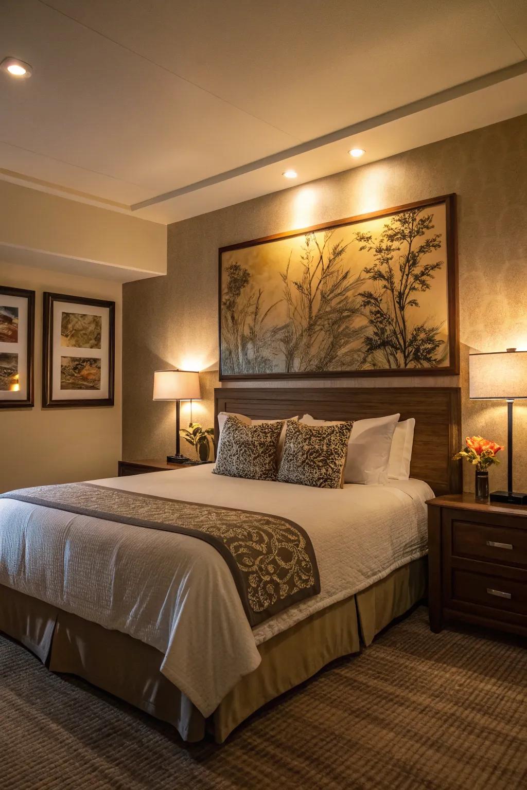 Accent lighting that emphasizes and adds warmth.