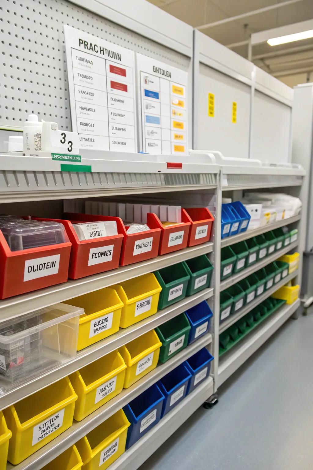 Sorting items is easy with color-coding.