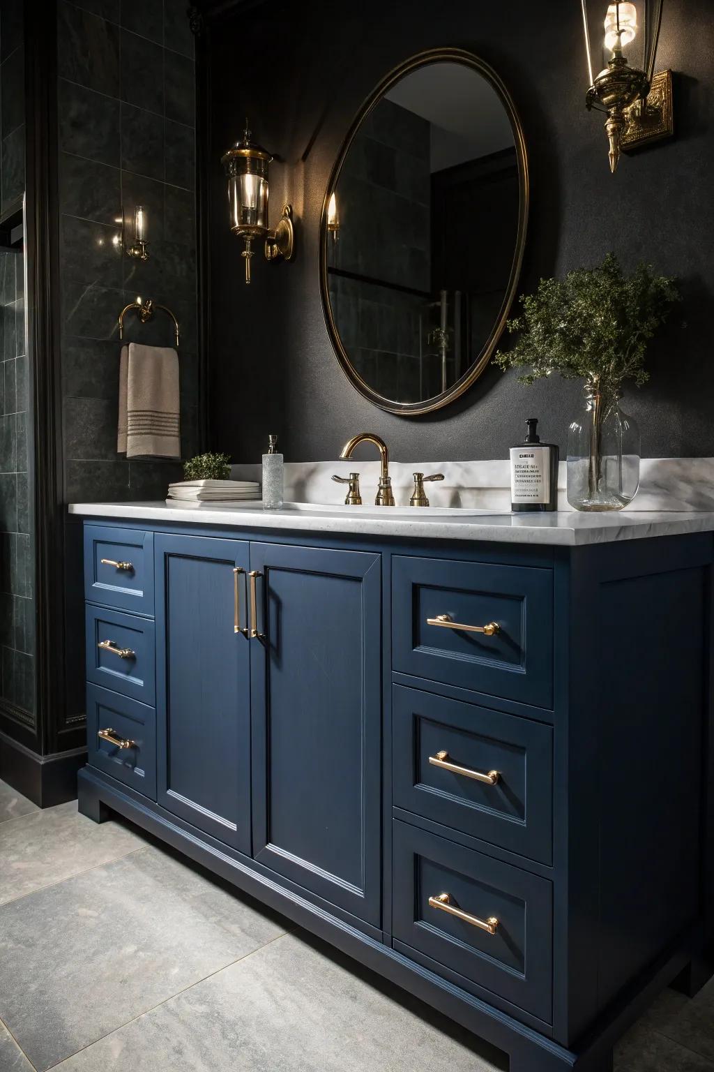 Deep blue adds depth and mystery to your vanity.