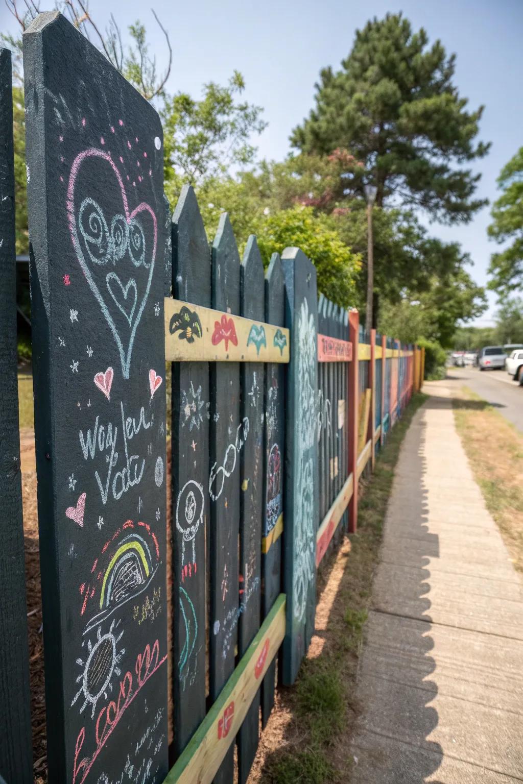 Chalkboard fences inspire creativity and engagement.