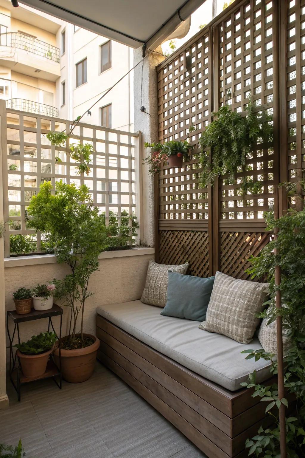 Weave segments conjure a snug seating alcove for a tranquil escape.