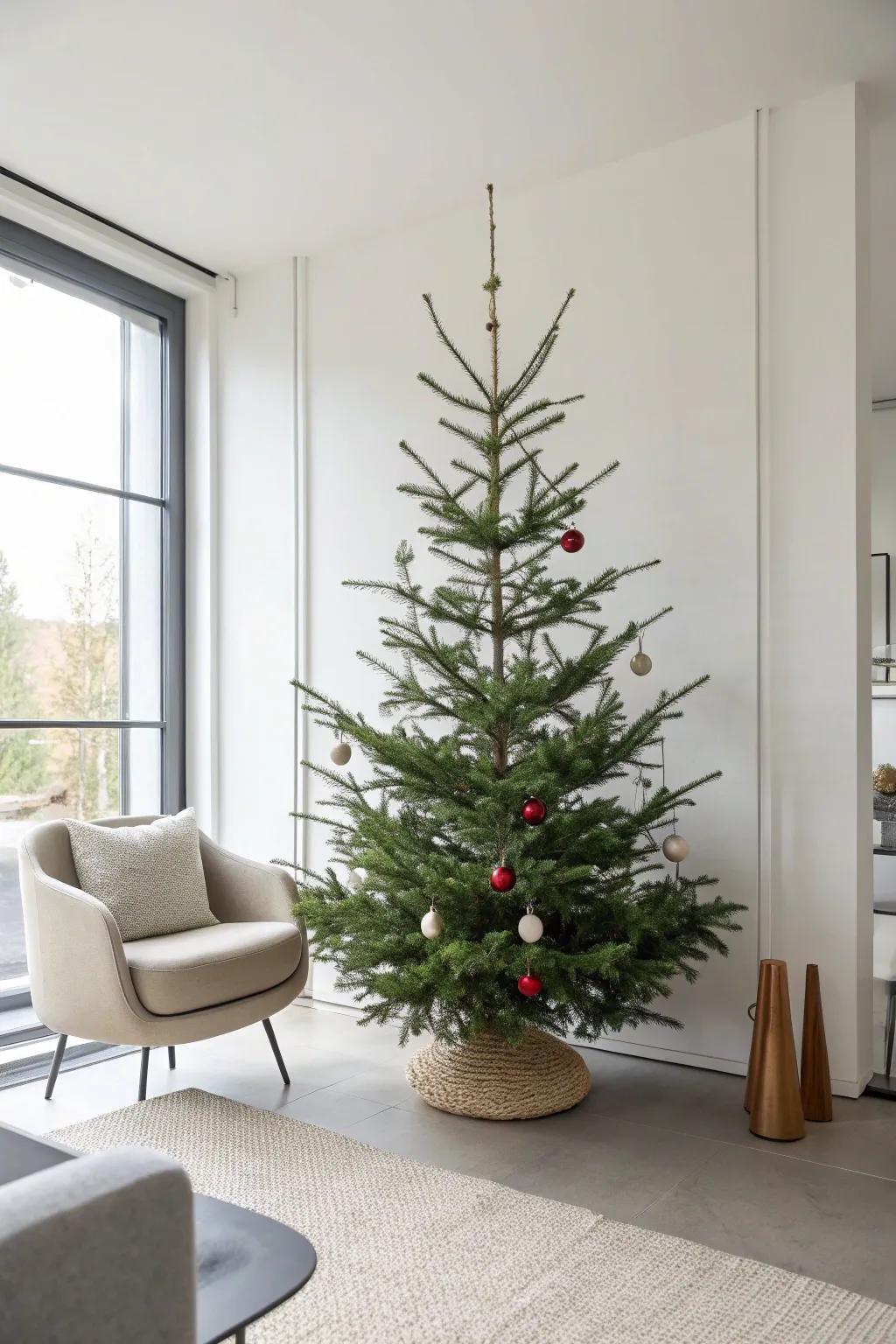 Understated elegance featuring a simple yet impactful slender tree.