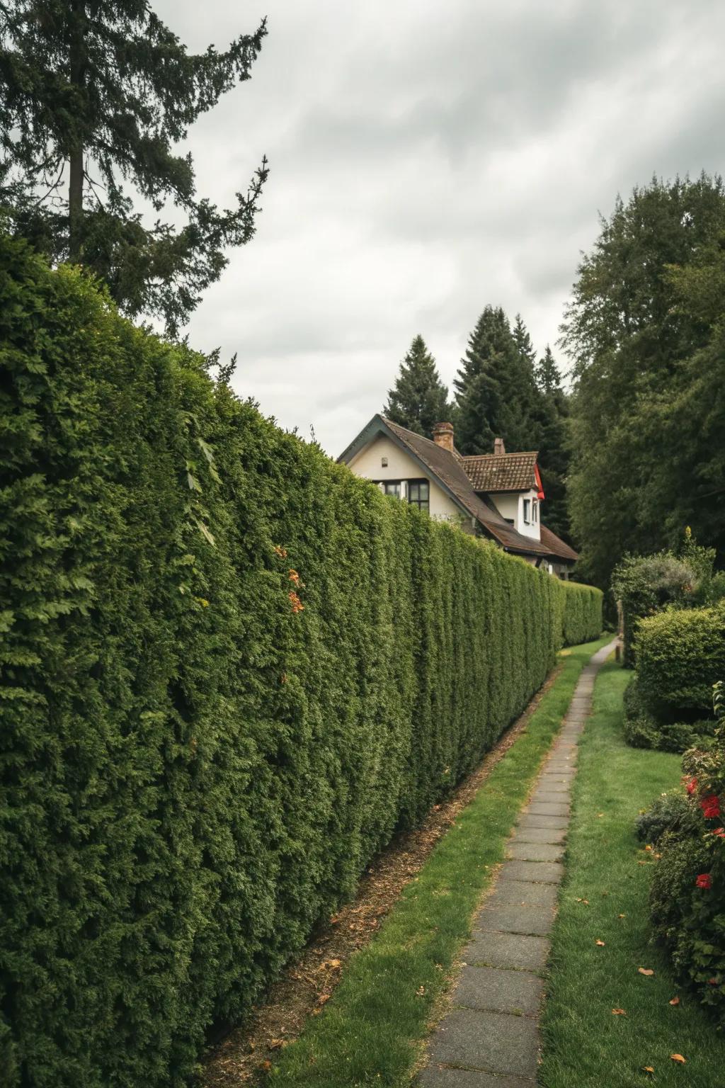 Hedge fences offer natural seclusion and beauty.