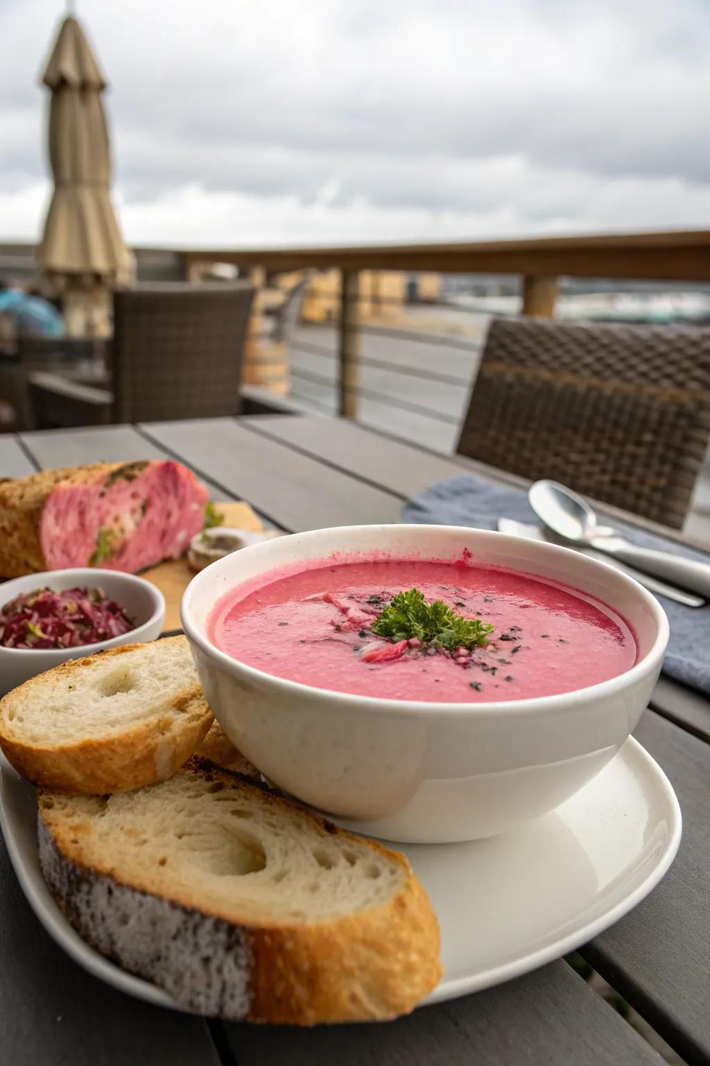 Rosy chilled soup is a refreshing and cool soup suitable for warm seasons.