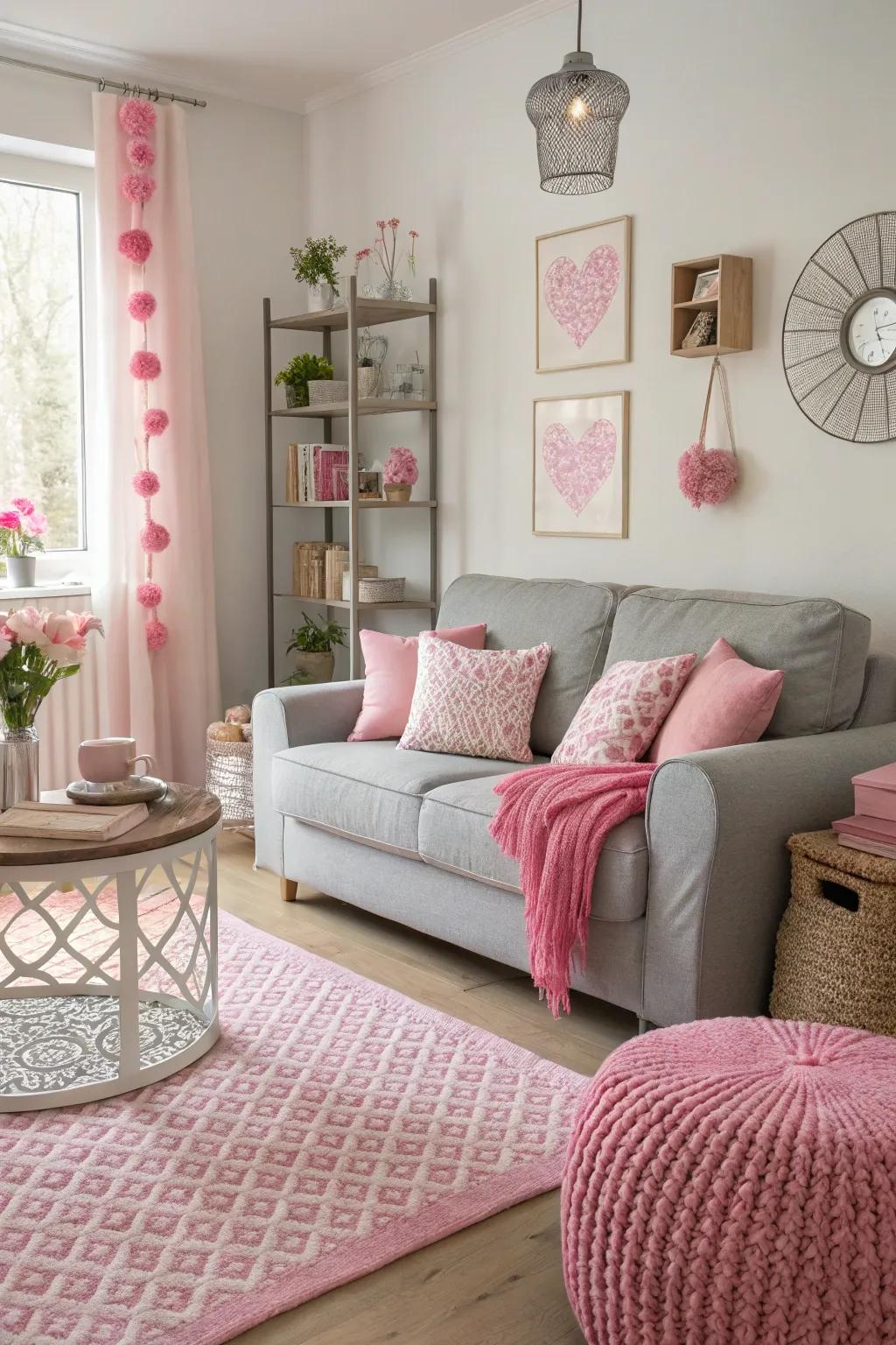 Rose and gray create a stylish and everlasting visual.