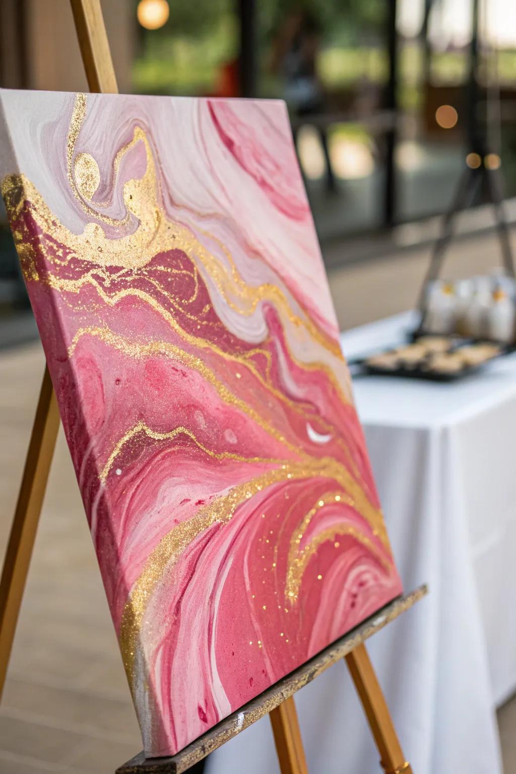 Sophisticated illustration that utilizes rouge and golden accents.