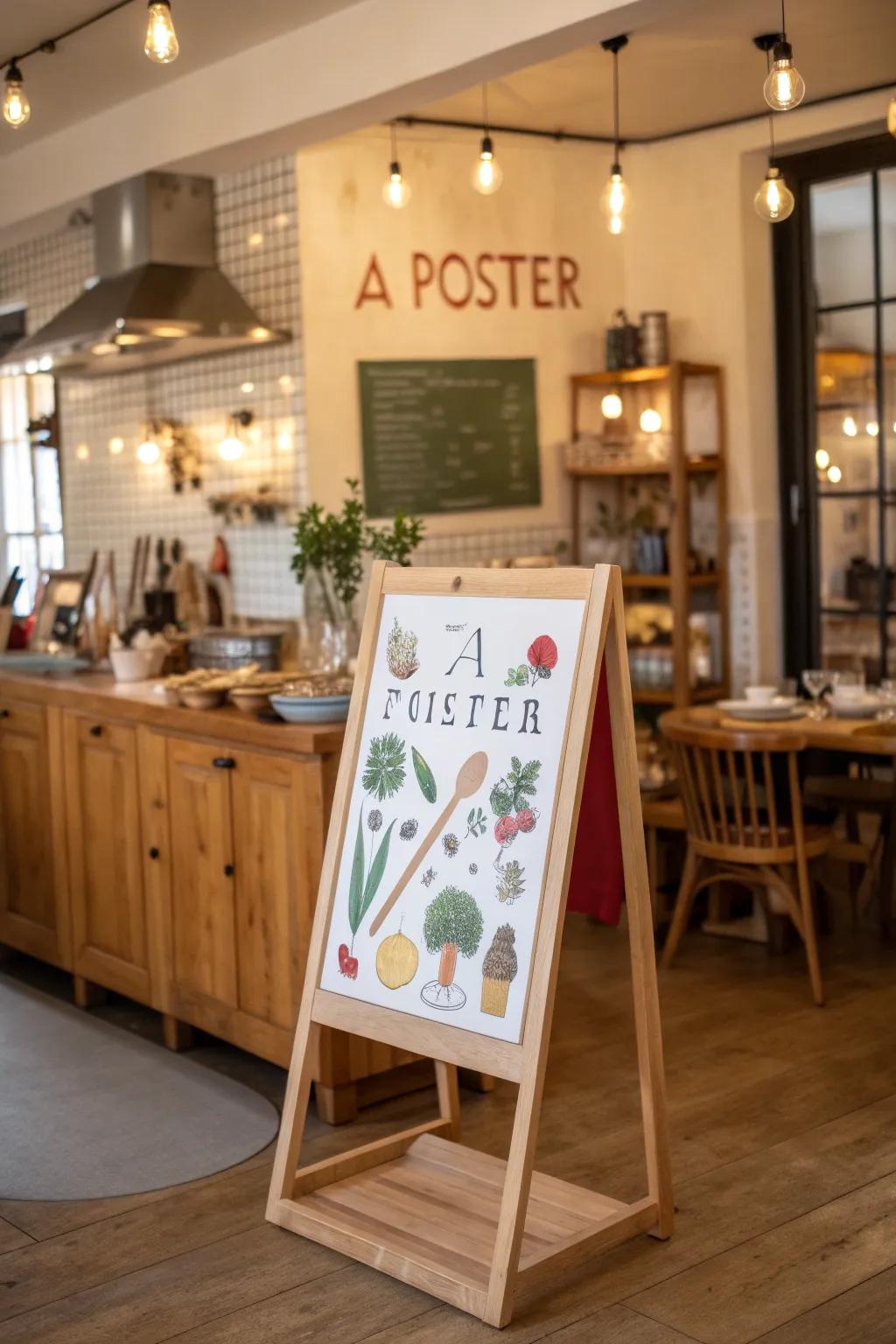 A humorous print presenting witty content bringing delight inside a cozy kitchen.